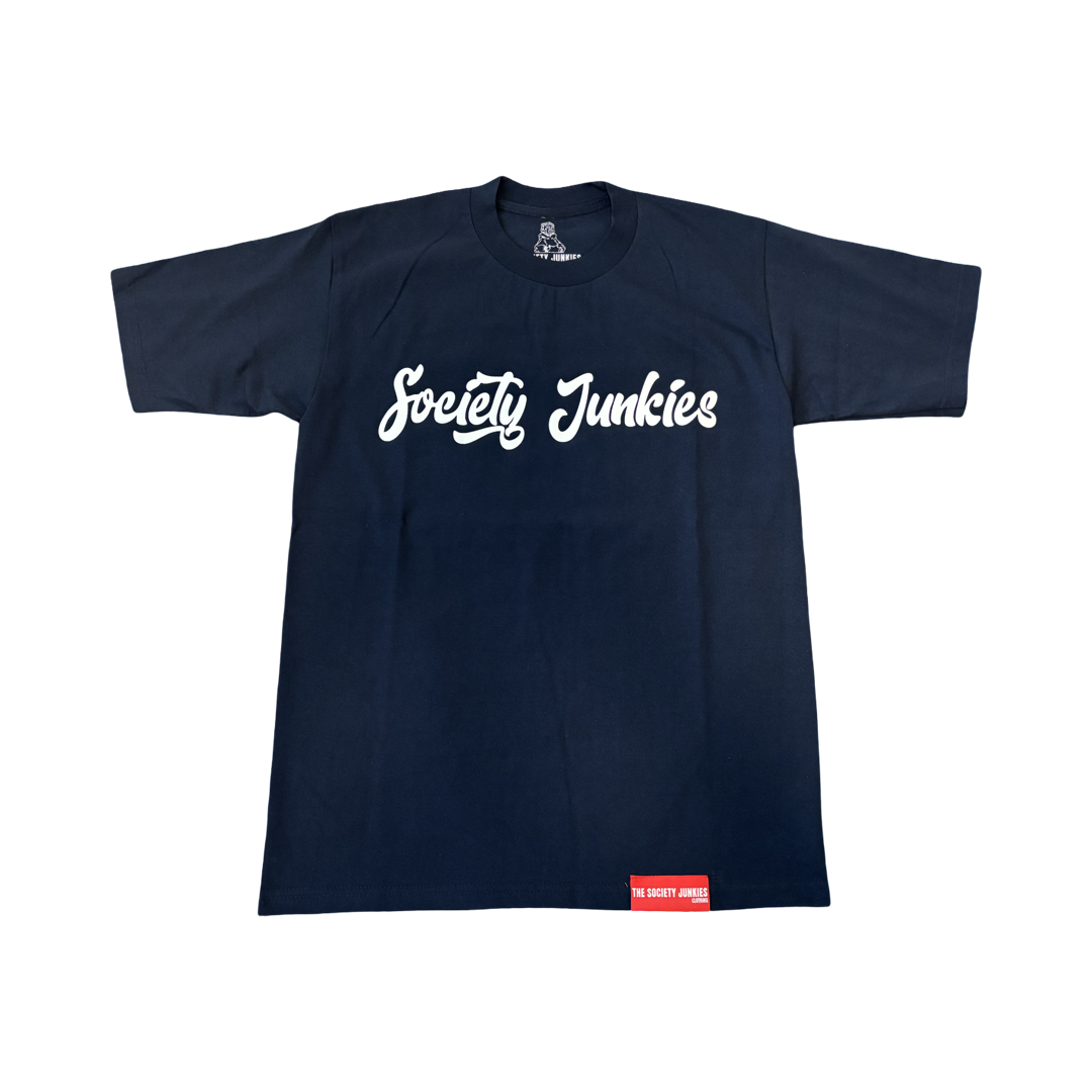 Limited Edition 'Society Junkies' Crewneck Tees- Navy Blue/ White
