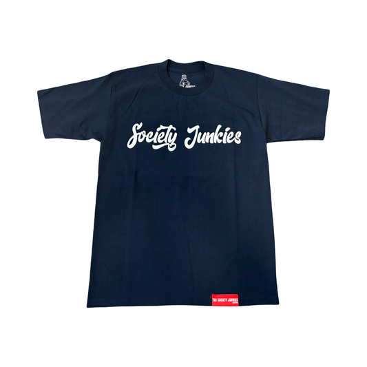 Limited Edition 'Society Junkies' Crewneck Tees- Navy Blue/ White